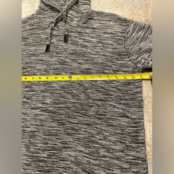 1897 Mens Hooded Knit Sweater Black & White Marbled Size Large Bohemian Boho - Picture 3 of 9